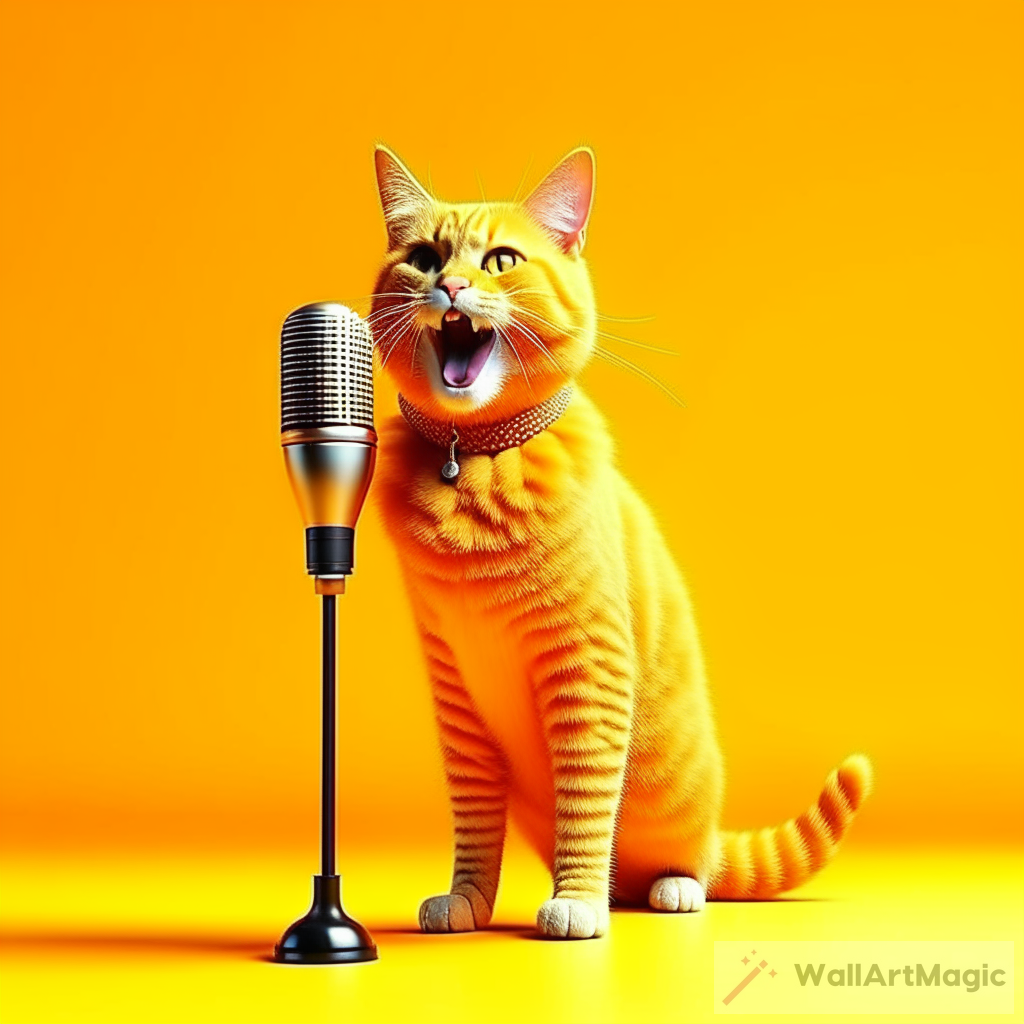 The Enchanting Melodies of an Orange Cat at the Microphone