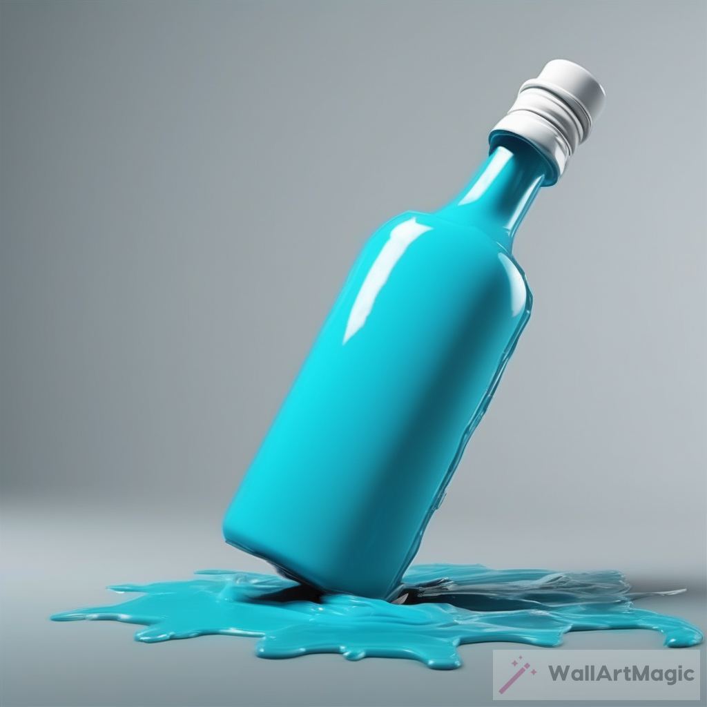 Captivating 3D Painting: Cyan Paint Overflowing an Invisible Bottle