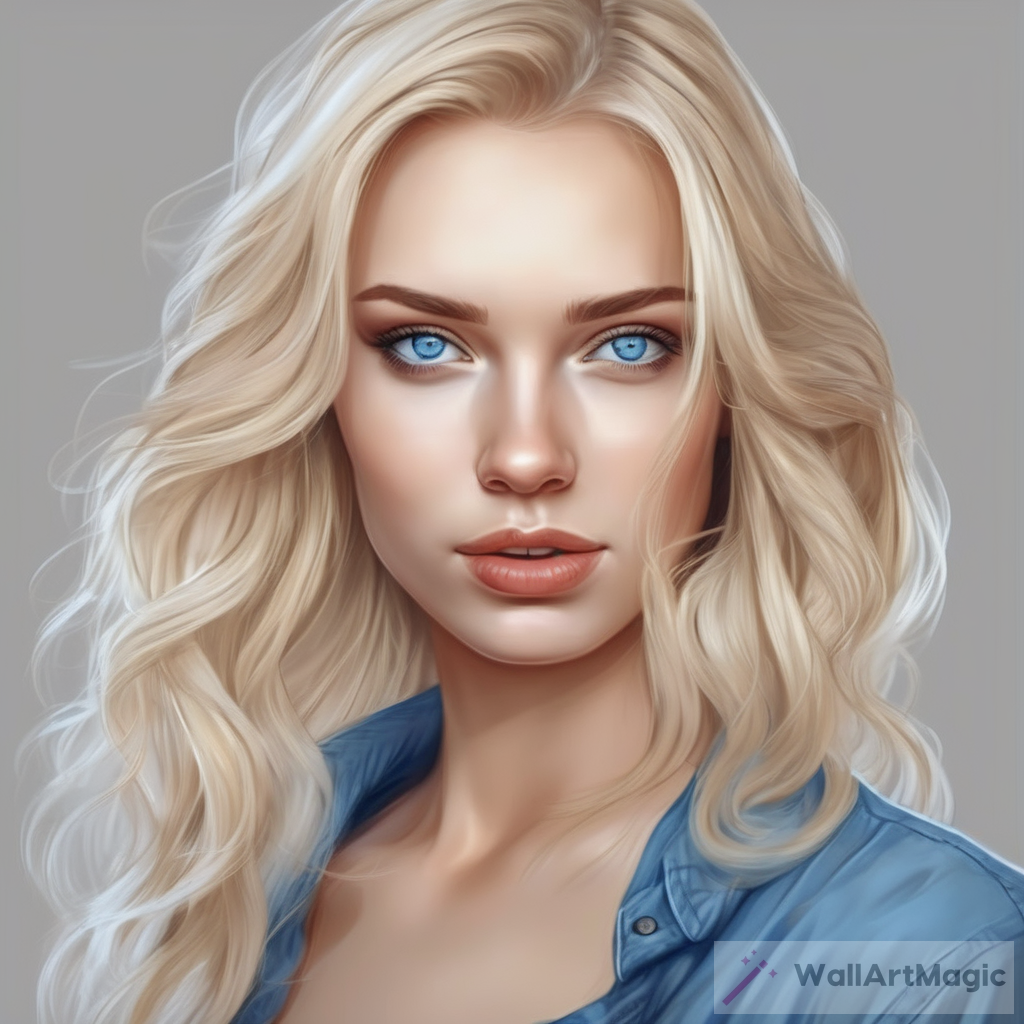 Blonde Beauty in a Realistic Drawing Style - A Captivating Portrait