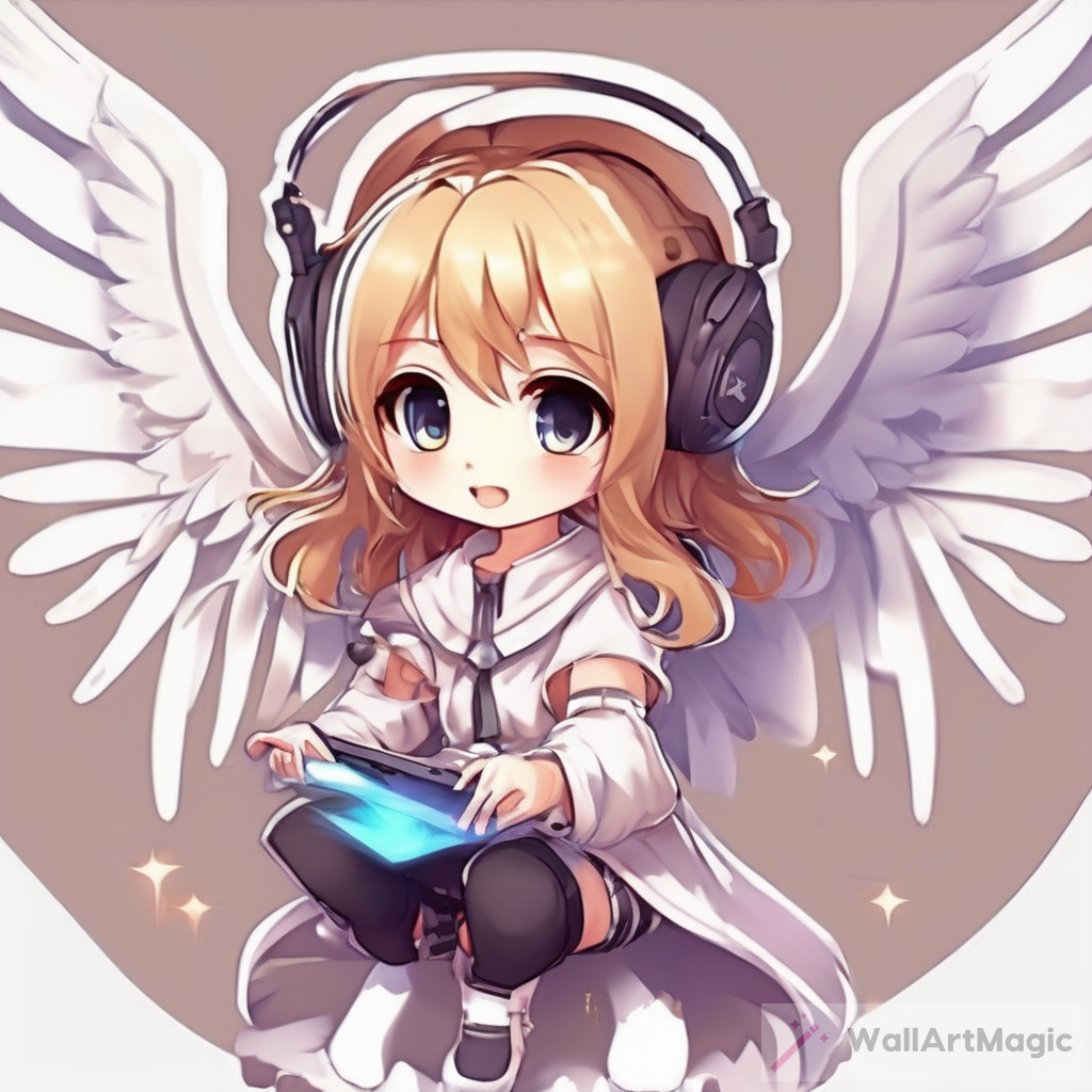 Anime Chibi Cute Angel Character Playing Games: A Profile Picture
