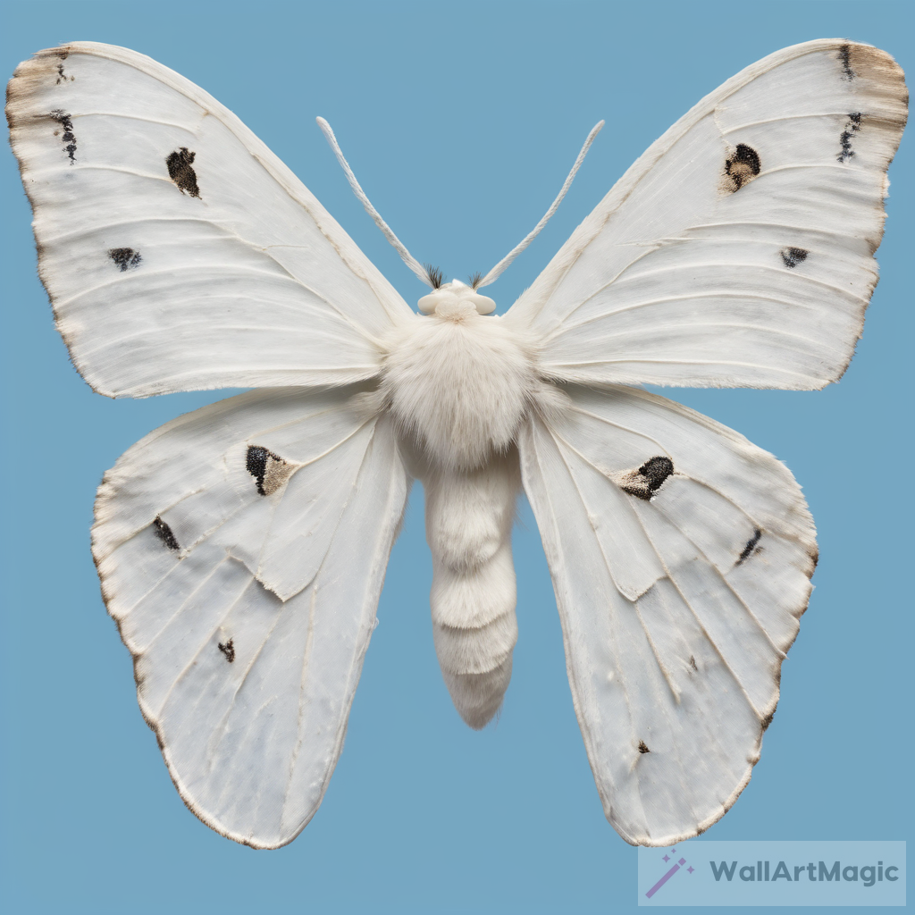 White Moth on Blue Background: A Delicate Artistic Composition