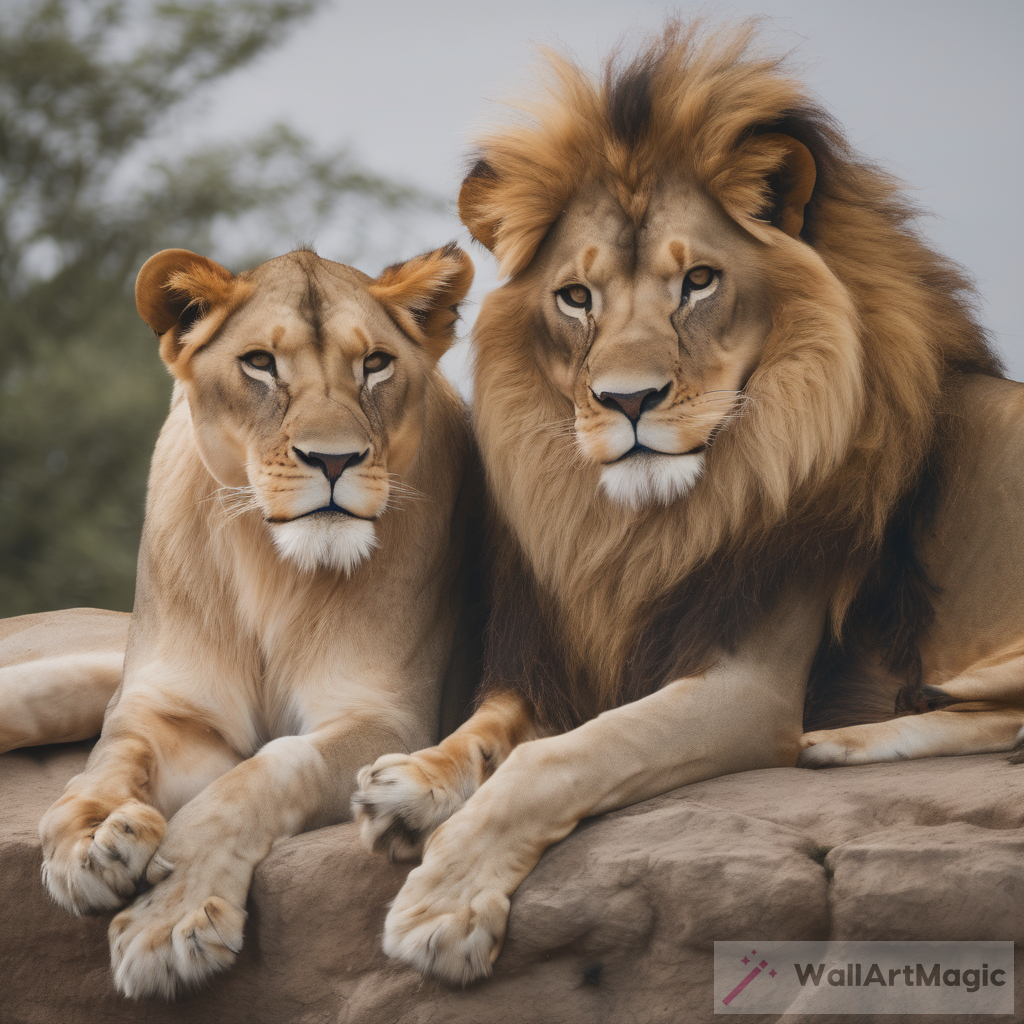 Rest and Romanticism: Lions Embracing the Gentle Breeze