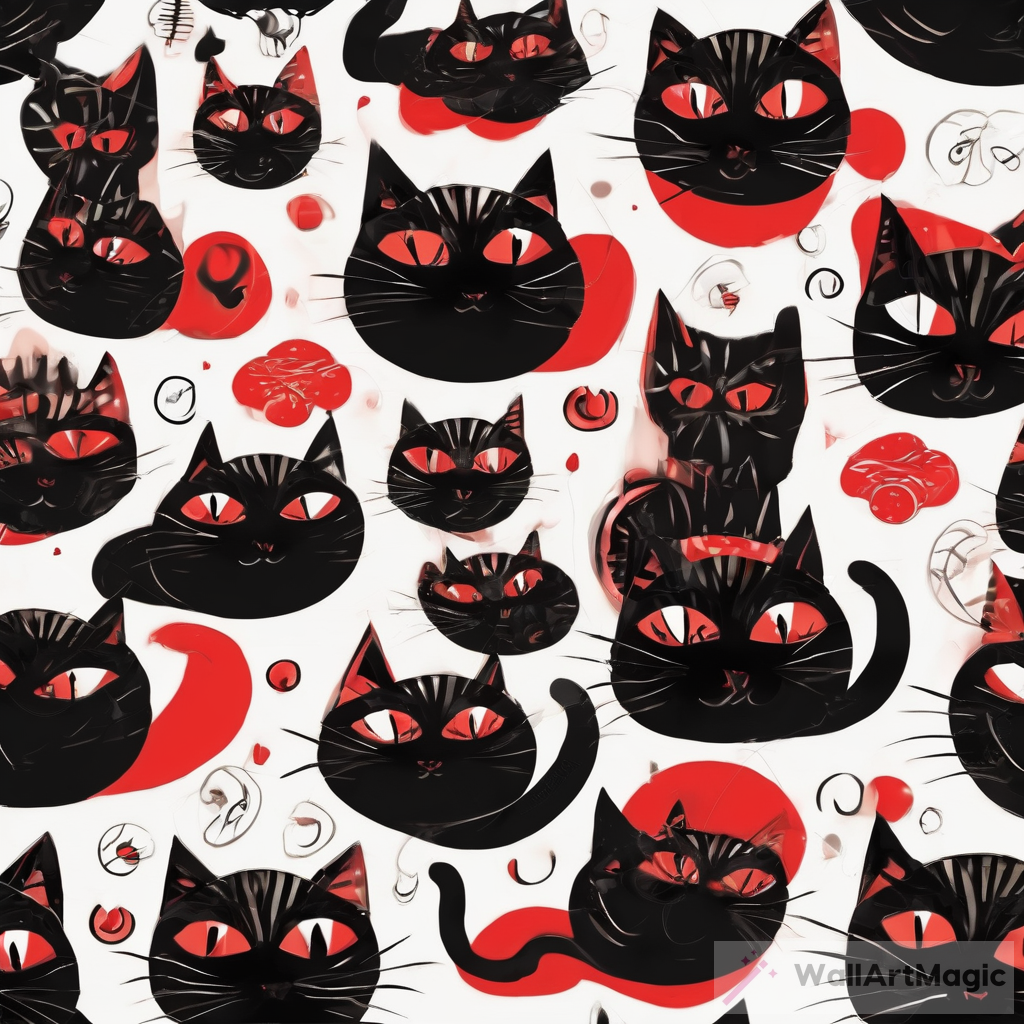 The Enigmatic Charm of a Black Cat with Big Red Eyes and a Red Pattern