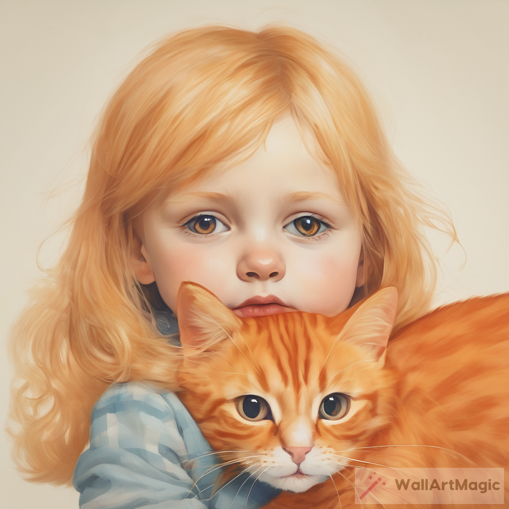 An Enchanting Encounter: A Little Girl's Playful Bond with an Orange Cat
