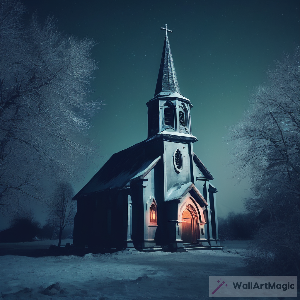 The Mystical Charm of the Old Church at Night in Fairy Tale Style