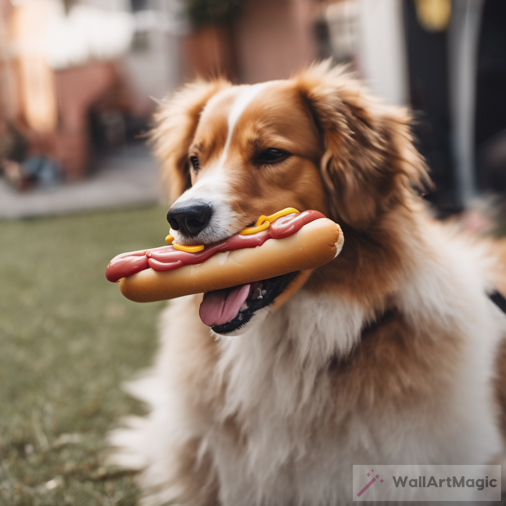 The Delightful Sight of a Hungry Dog Devouring a Hot Dog