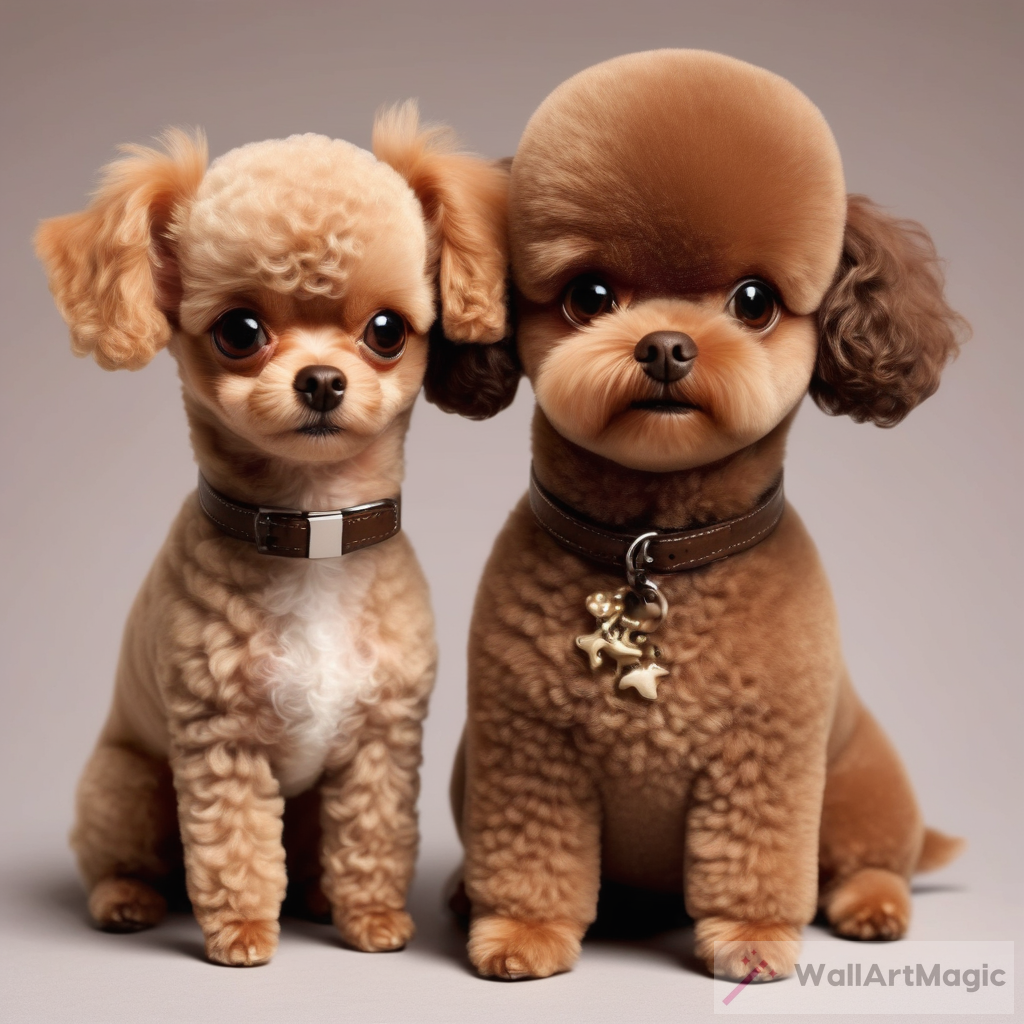 The Playful Duo: Brown Poodle Toy and Short-haired Chihuahua