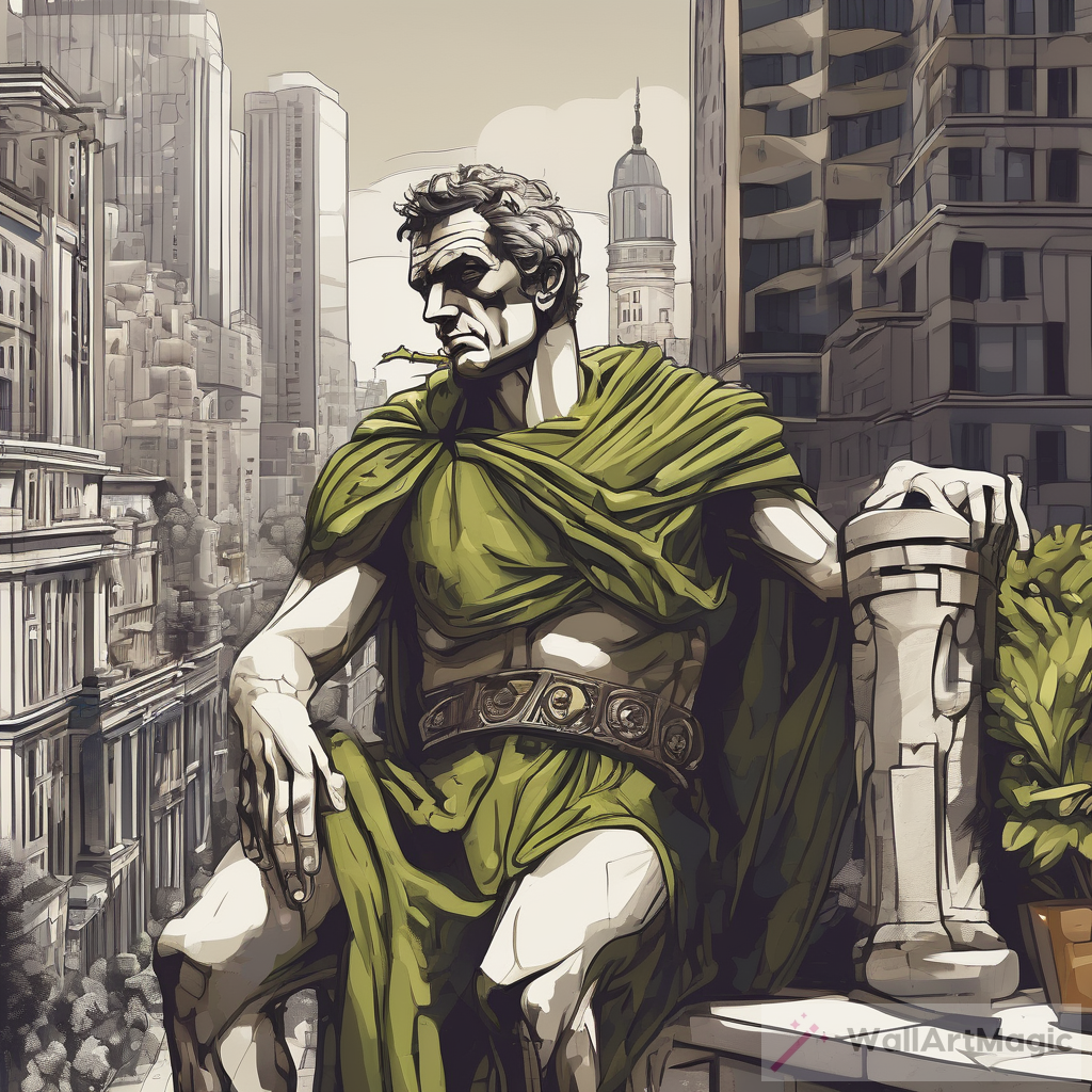 Caesar in Modern City: A Mix of Ancient and Contemporary Art
