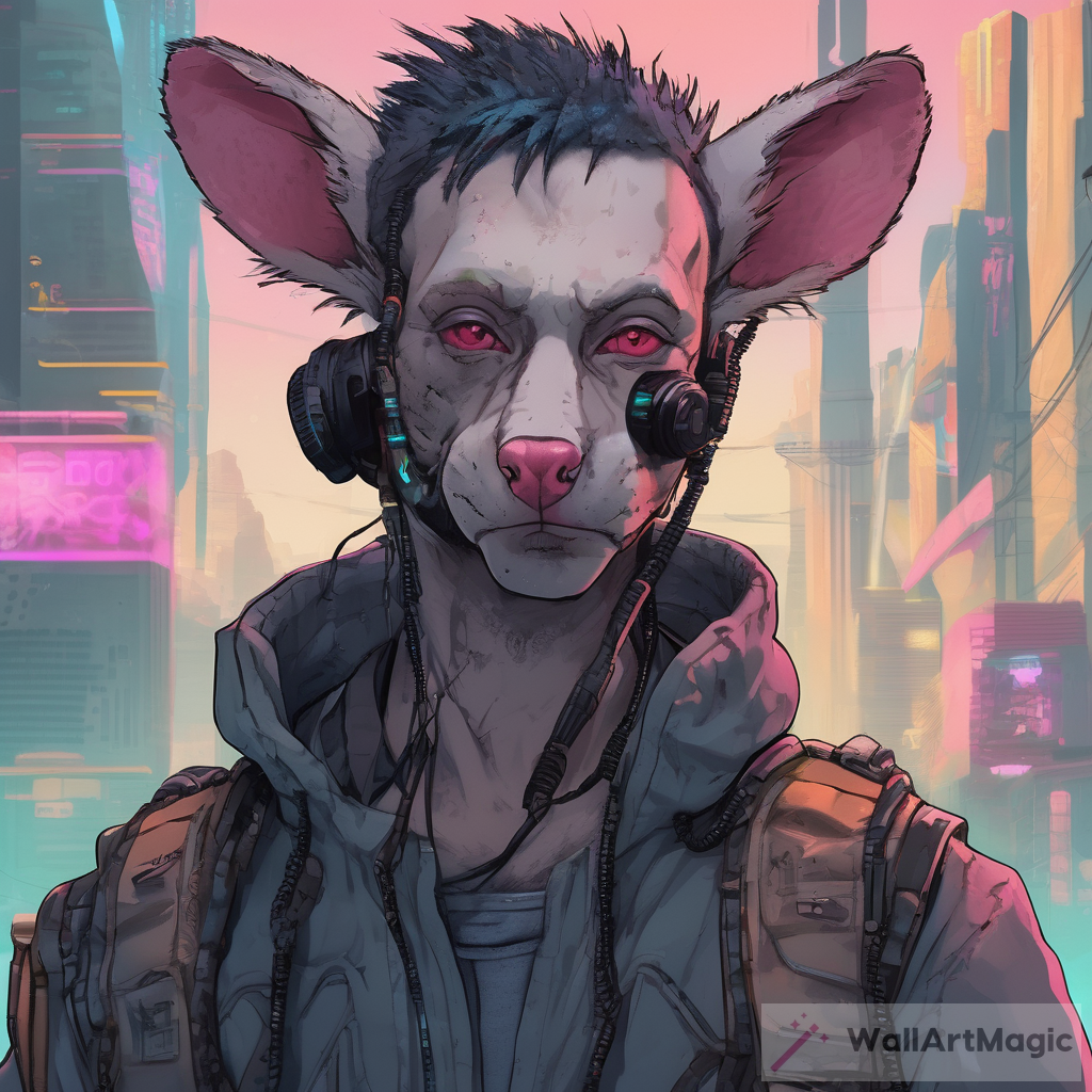 The Fascinating Fusion of Human and Possum in Cyberpunk Style