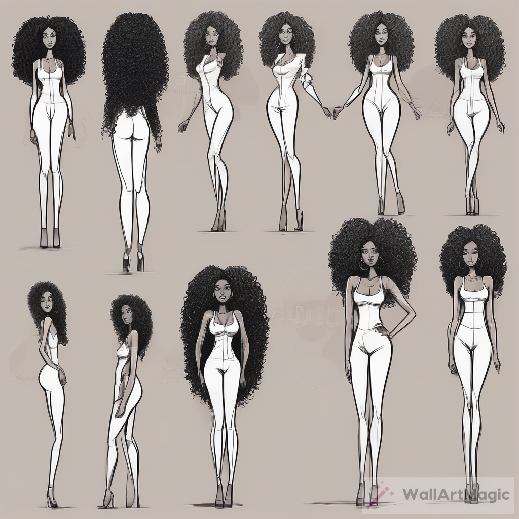 Embracing the Beauty: Line Drawings of a Tall Black Woman
