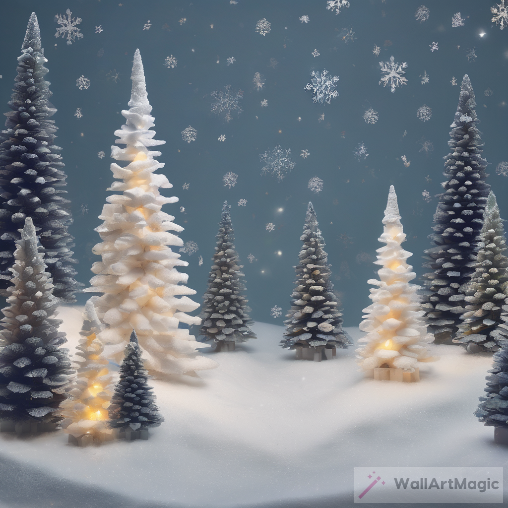 Magical Snow Scene: A Winter Wonderland of Christmas Trees