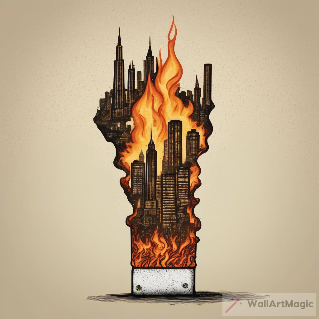Exploring the Symbolism of a Burning City Within a Lighted Cigarette Top