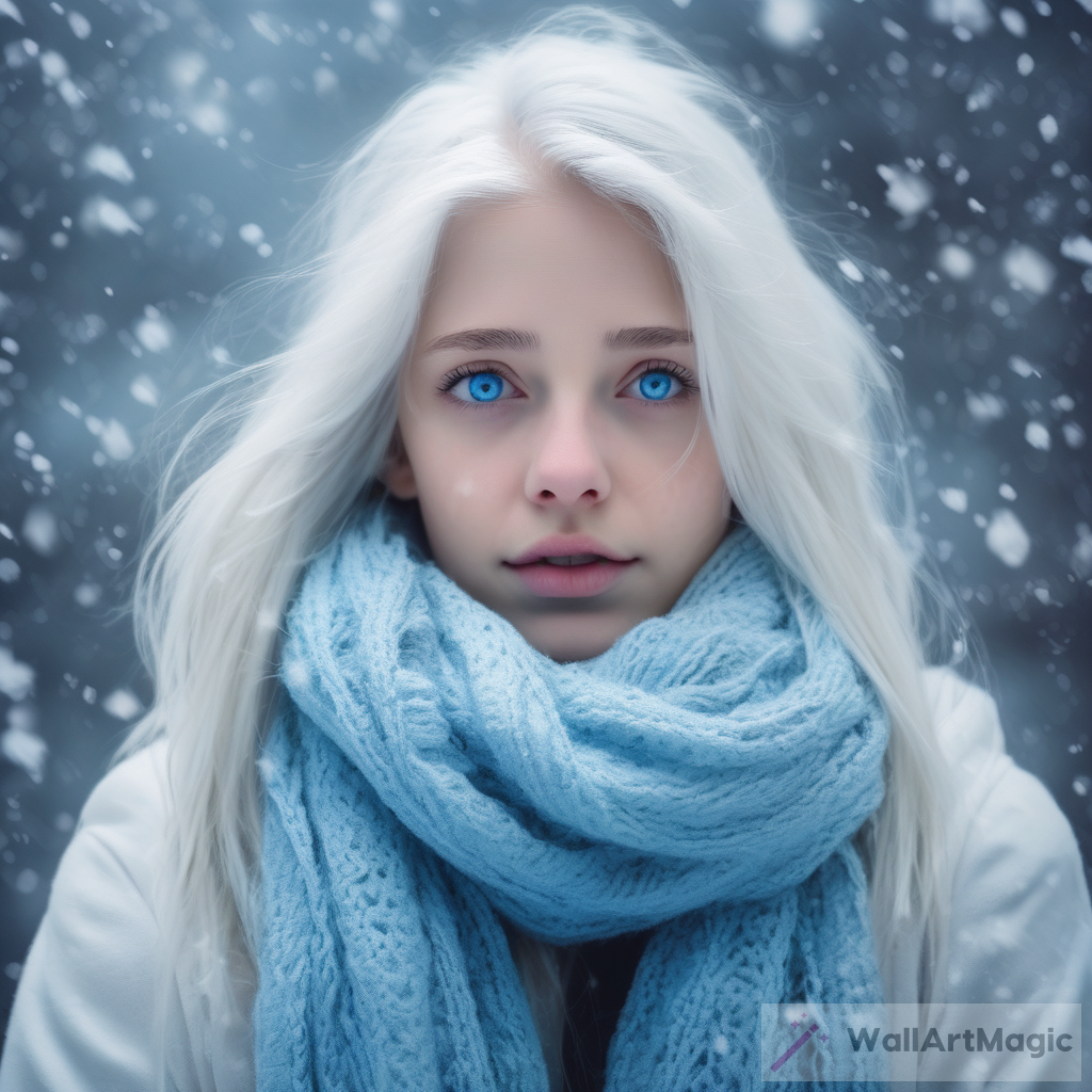 The Enigmatic White-Haired Girl Captivated by the Winter Magic