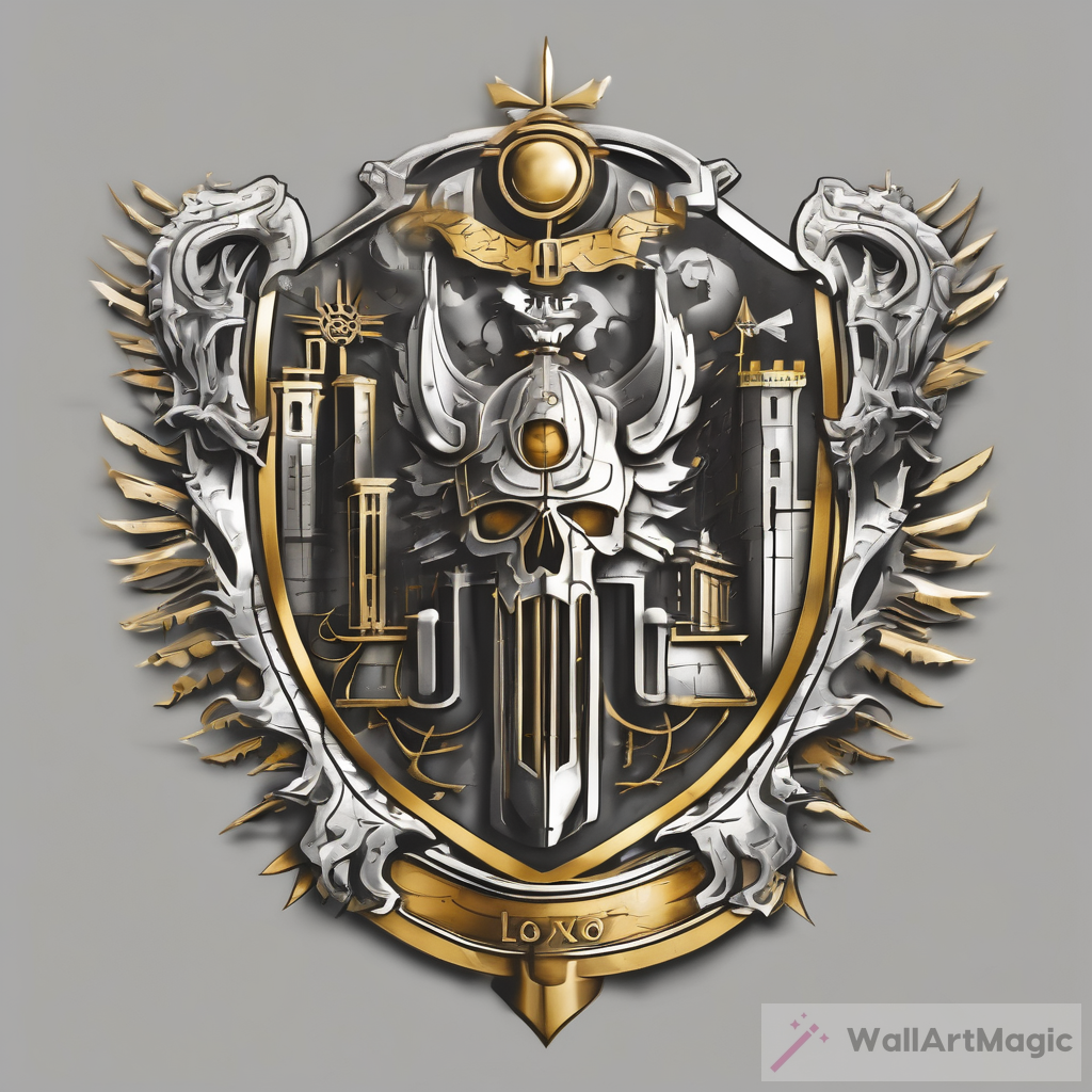Coat of Arms of City Łódź: A Dystopian Logo in Silver and Gold