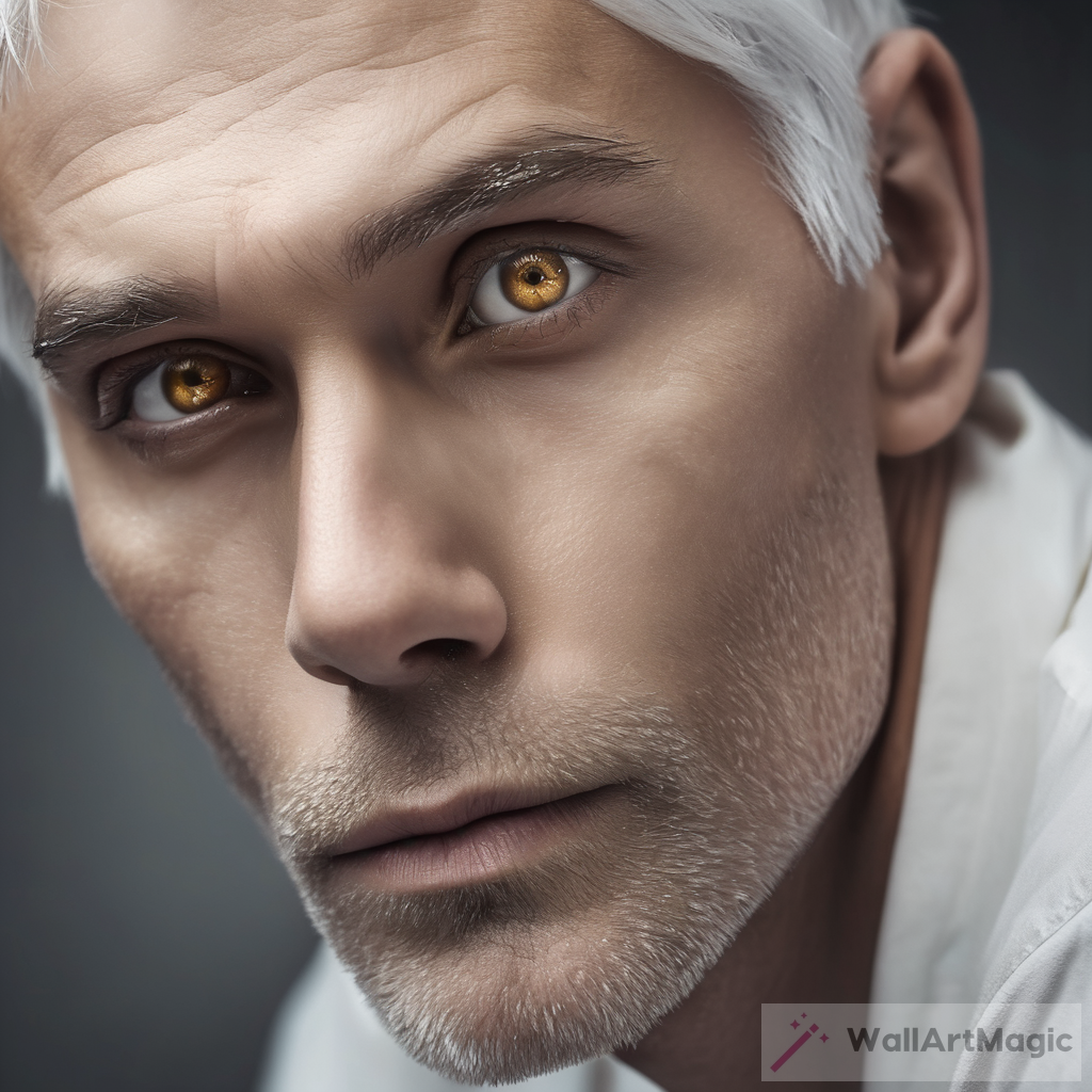 Exploring the Graceful Beauty of a Slim Man with Silver Hair and Golden Eyes - A Visual Delight