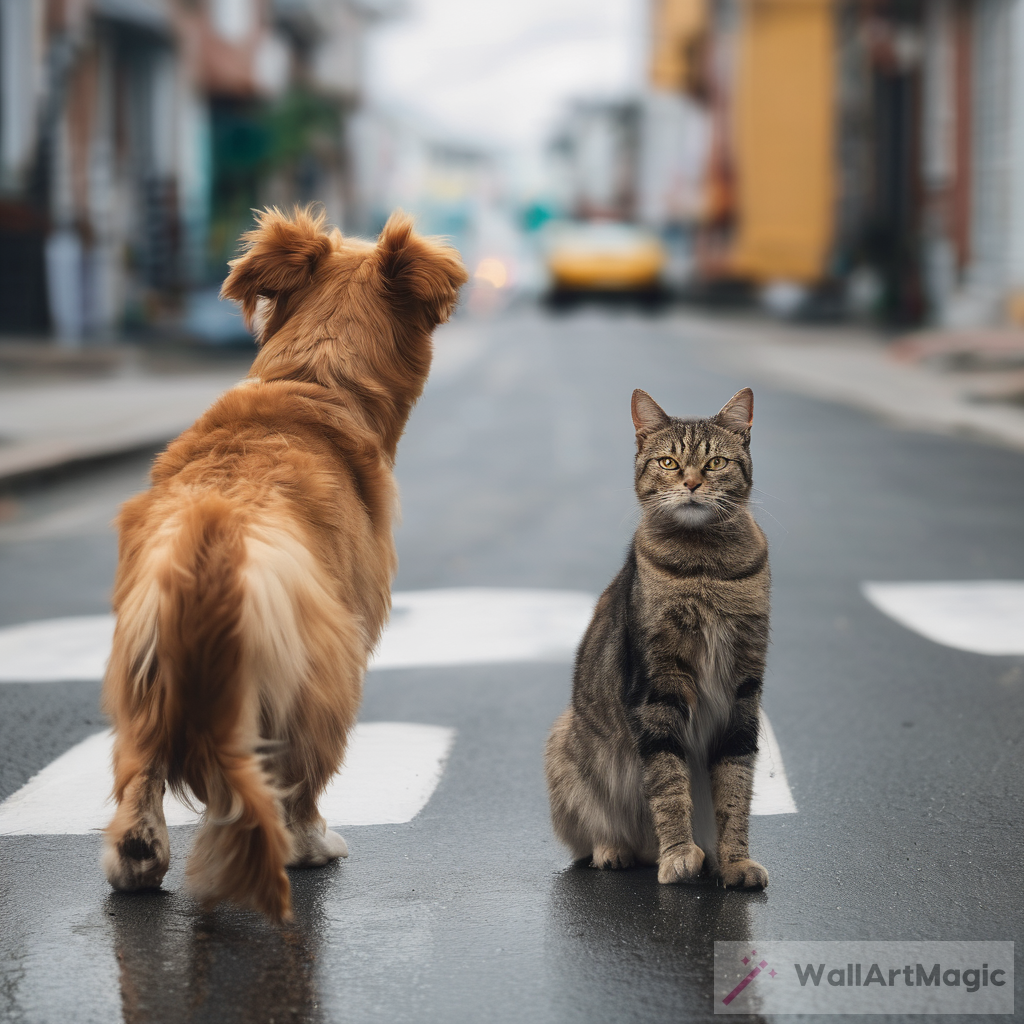 When a Dog and Cat Cross Paths: A Whimsical Encounter