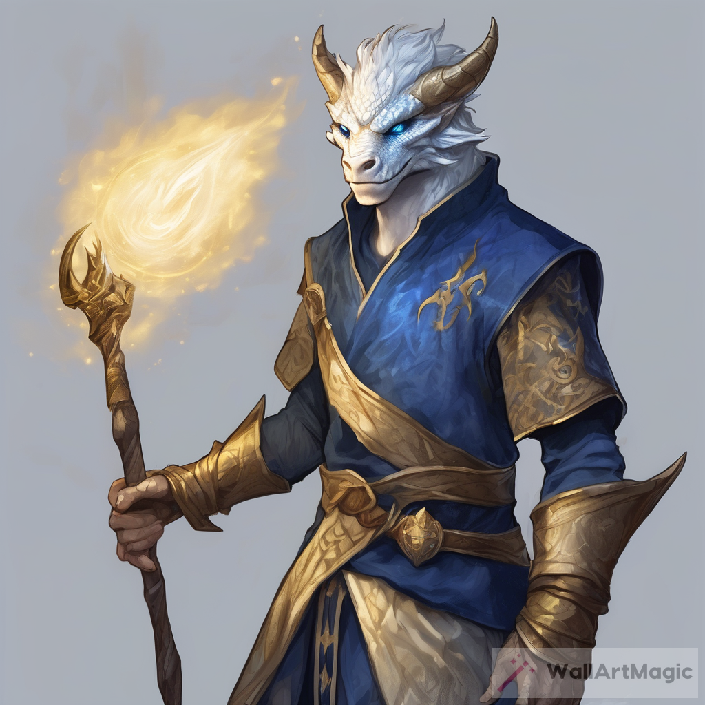 The Enigmatic Wizard: A Tale of Grace and Power | Dragonborn Adolescent Wizard