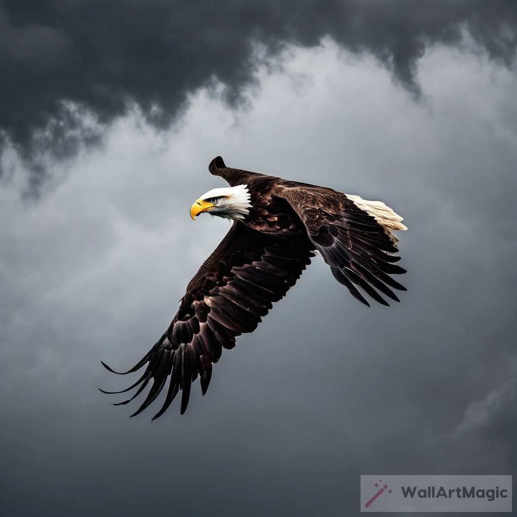 The Majestic Flight: Witness the Eagle's Soaring Journey through the Dark Clouds