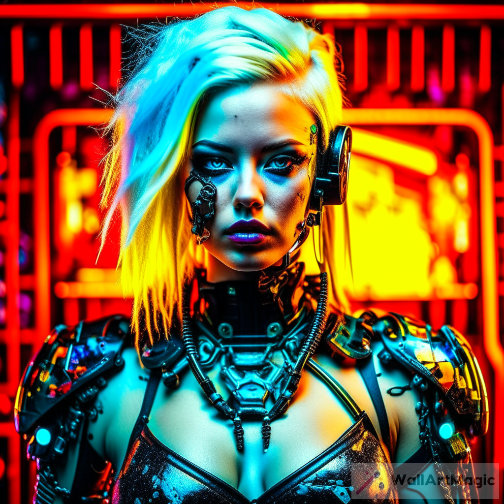 The Allure of the Colorful Cyberpunk Background in the World of the Cyborg Dominatrix
