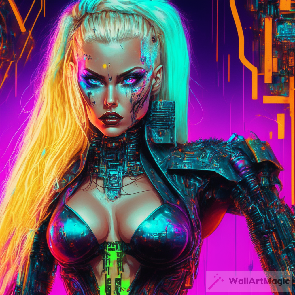 Exploring the Fascinating World of a Cyborg Dominatrix in an Evil and Colorful Cyberpunk Background