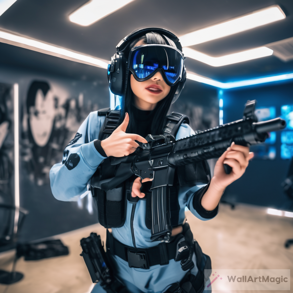 Cute Black Haired Girl: A Playful Swat Outfit Pose
