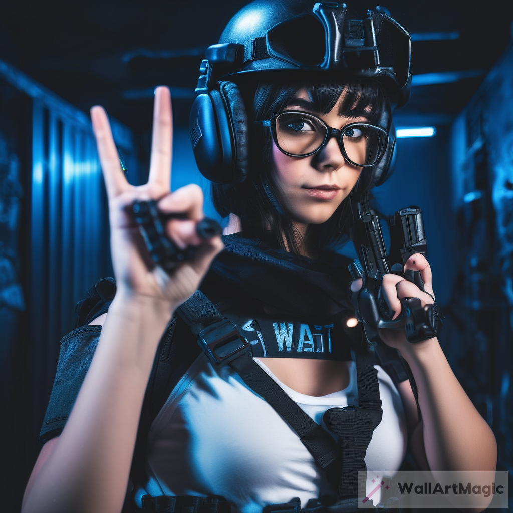 Cute Girl Dressing Up in SWAT Outfit: An Artistic Capture