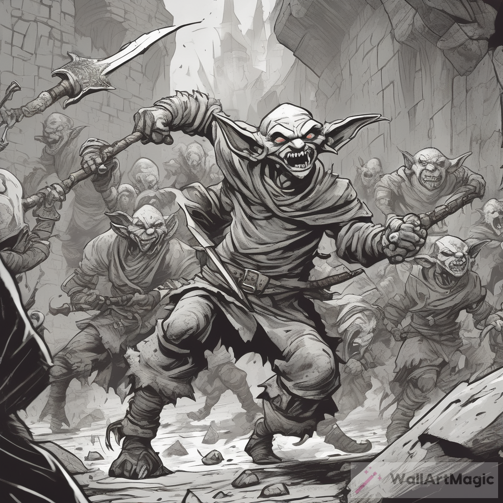 Black and White Goblin Art: A Thrilling Dungeon and Dragon Style Encounter