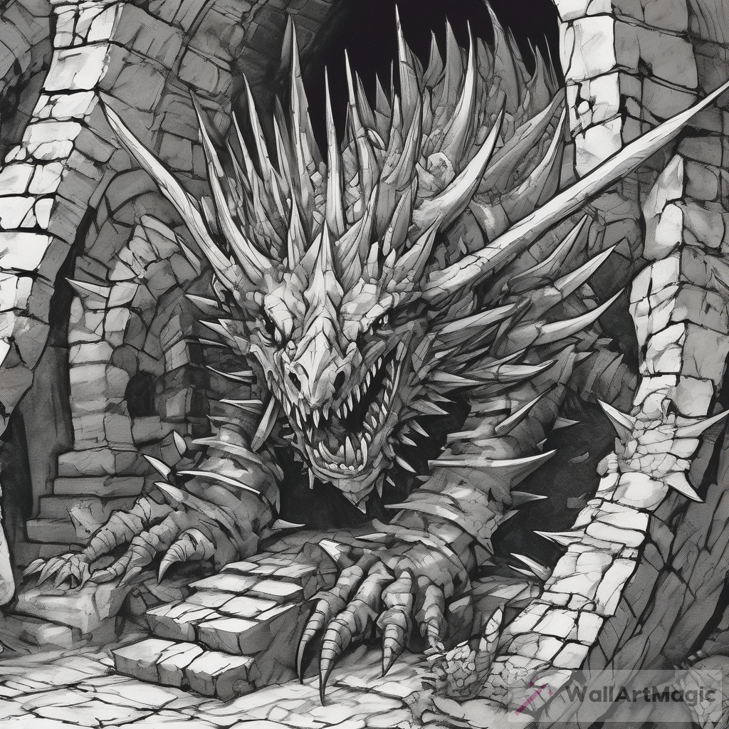 Inked Dungeon and Dragon Trap: A Captivating Black and White Art