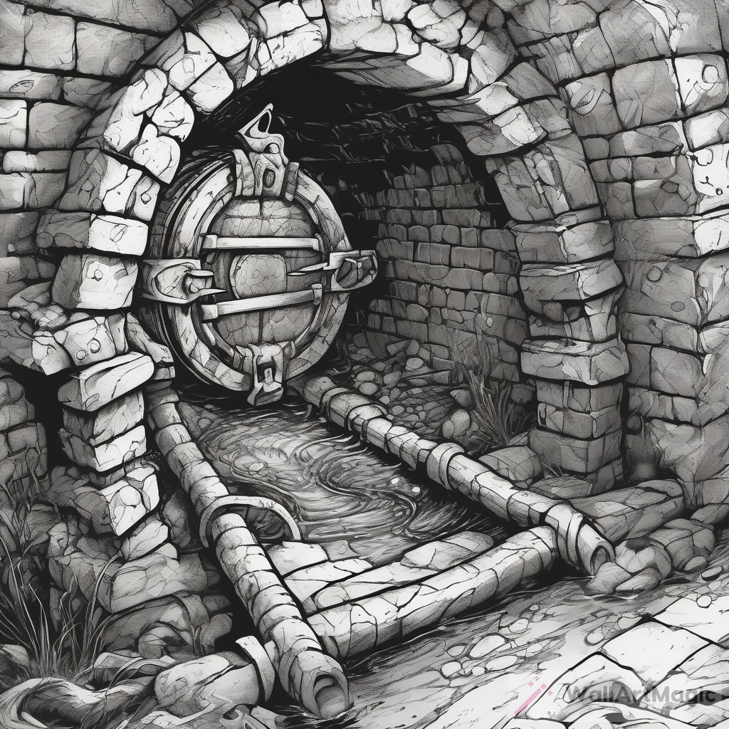 Dungeon and Dragon: Black and White Style Trap in a Sewer