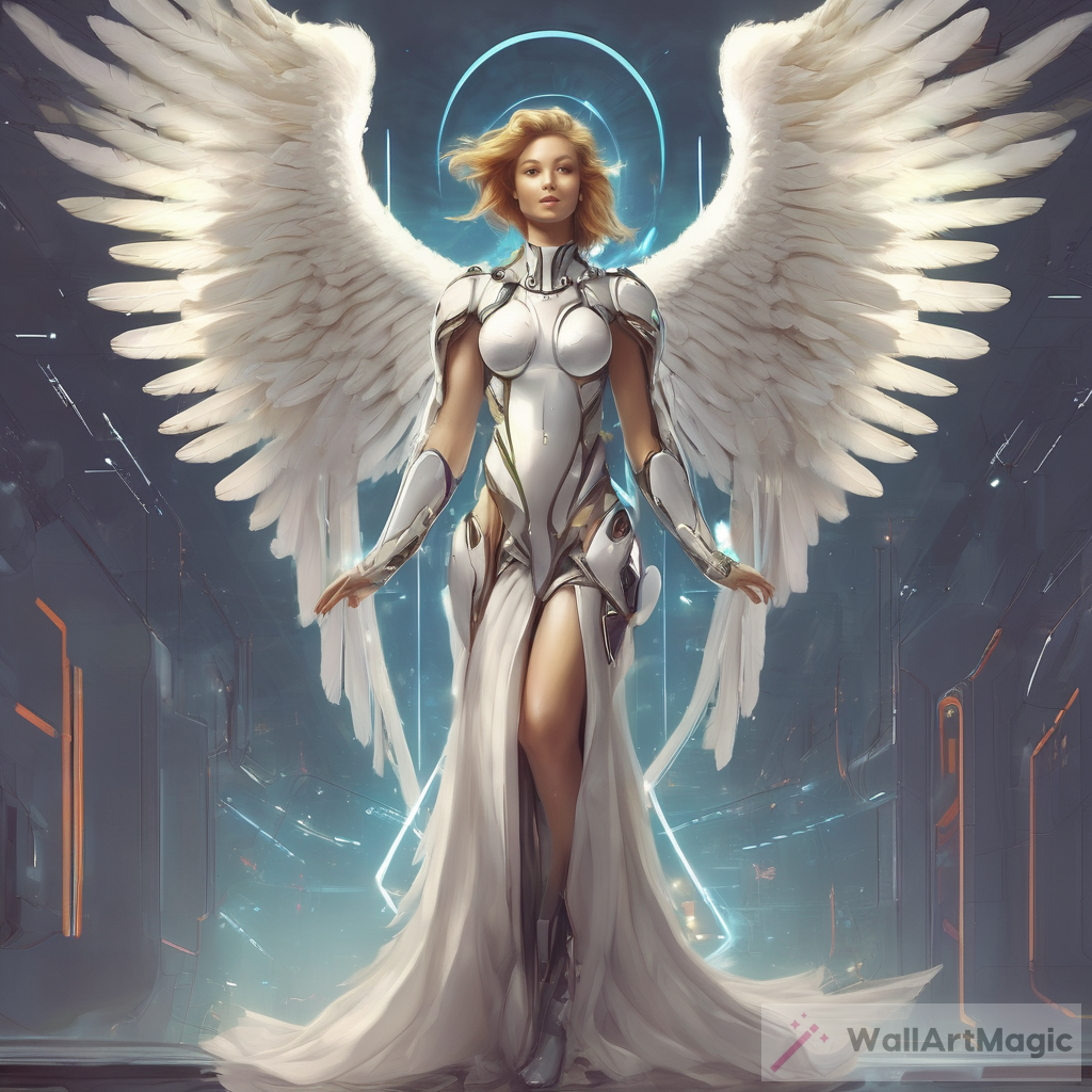 Futuristic Angel Art - Cosmic Guardian