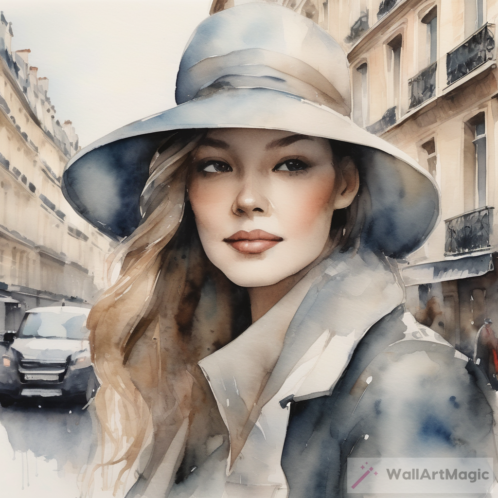 Watercolor Painting of Stylish Hat on Parisian Streets