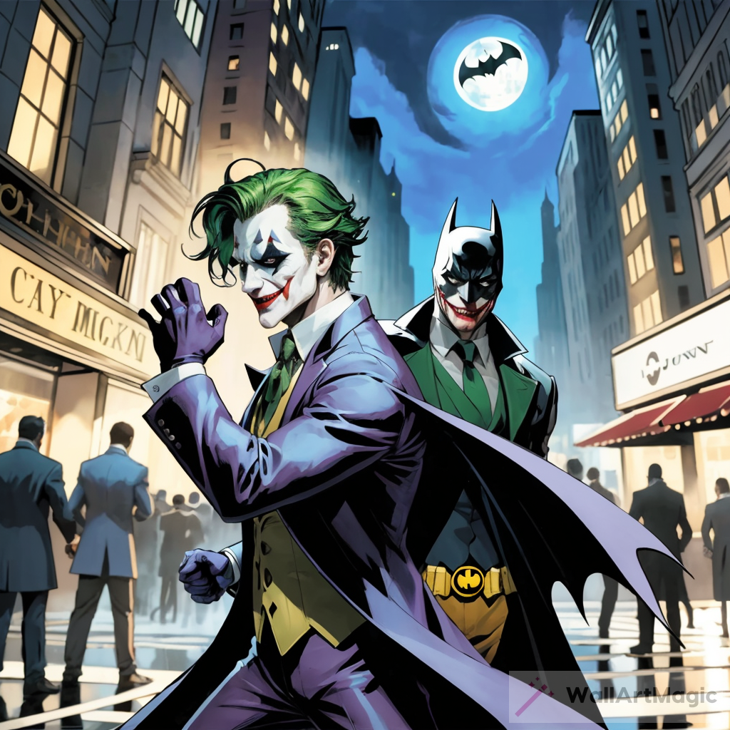 Epic City Battle: Joker vs Batman in Gotham - Comicbook Art