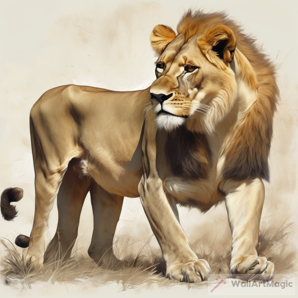 Lioness Hunting Artwork - Raw Power and Grace