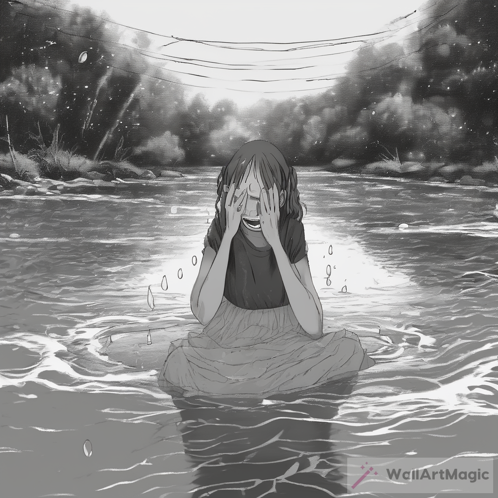 Crying Girl by the River - Finding Solace in Nature