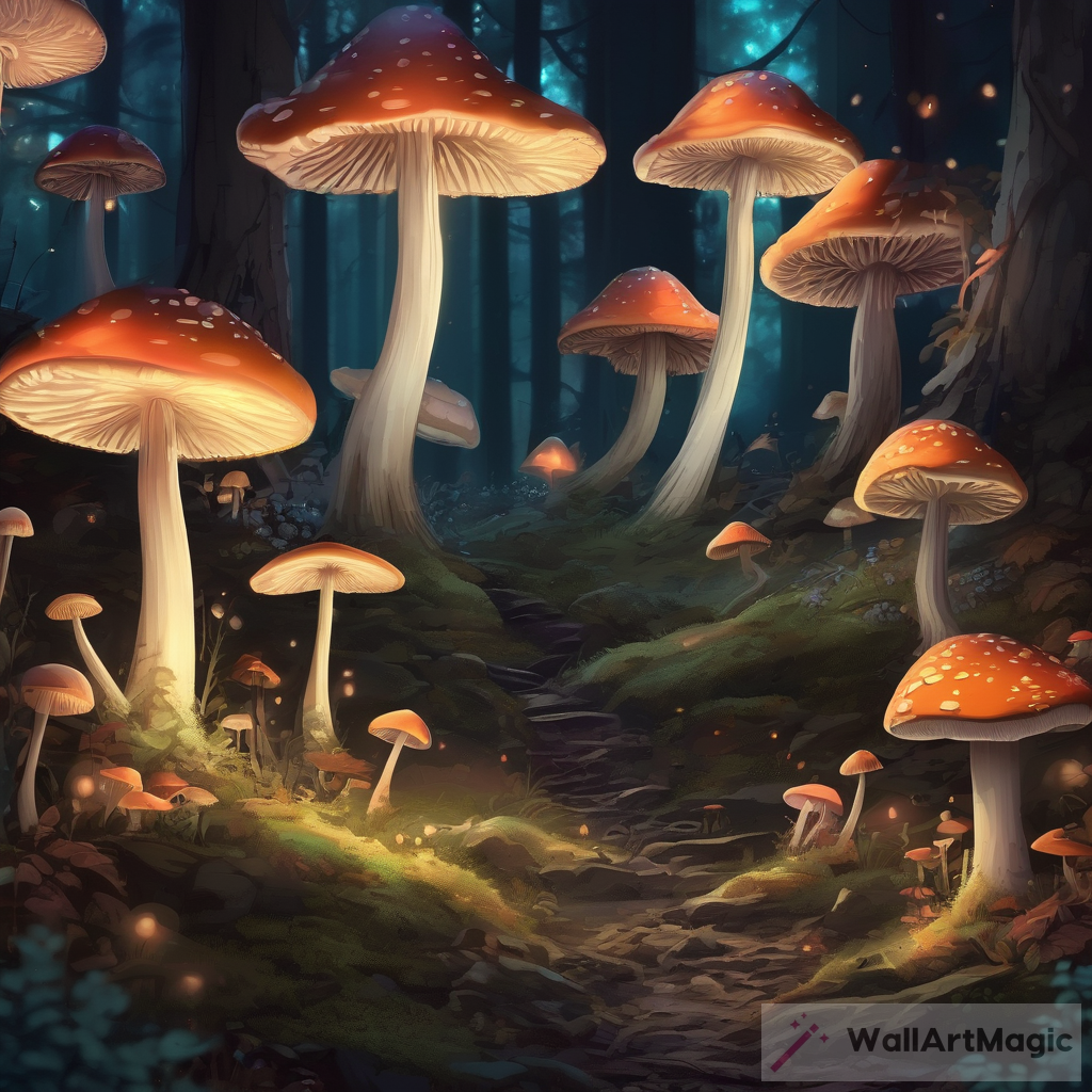 Enchanting Glowing Mushrooms: Mystical Forest Exploration