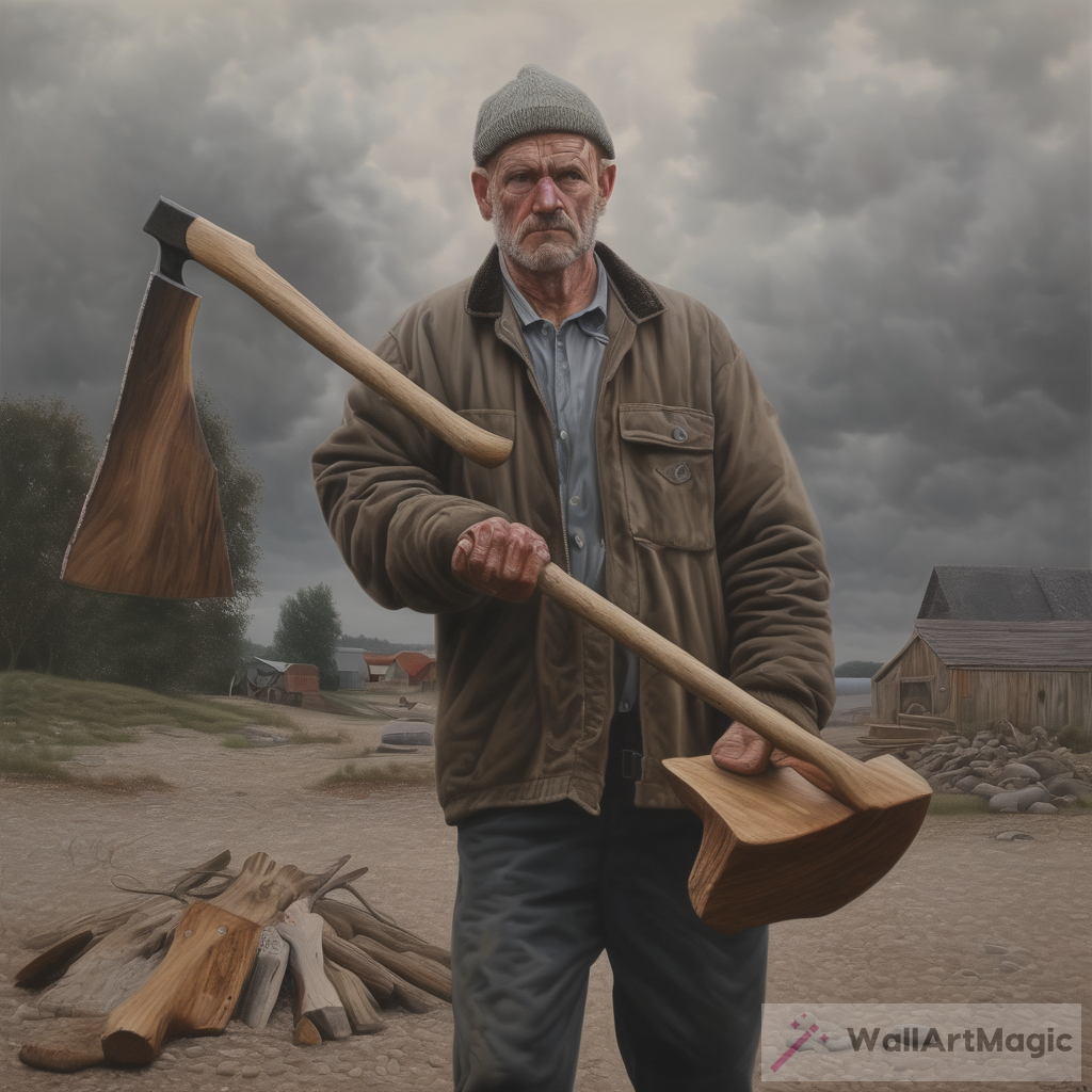 Hyperrealism Art: Man with Axe in Hand