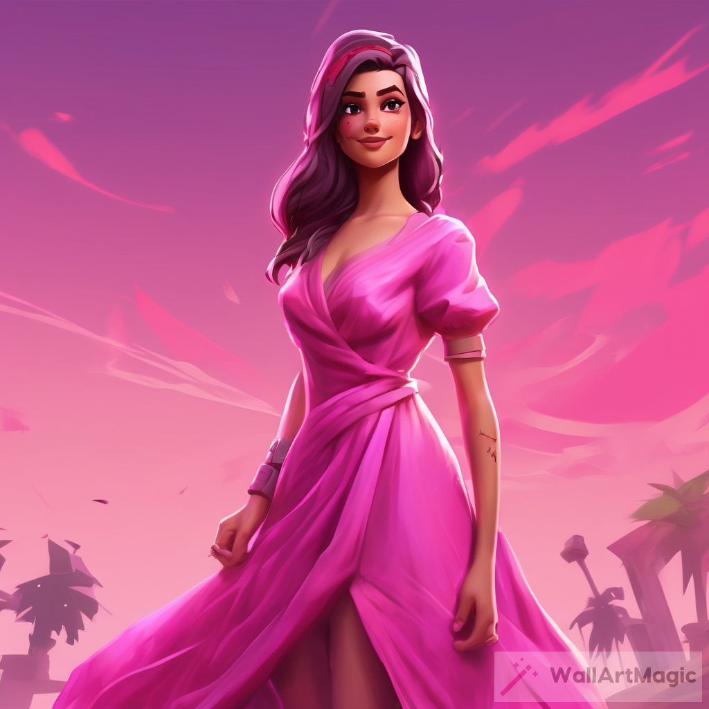 Fortnite Art: Young Woman in Pink Dress