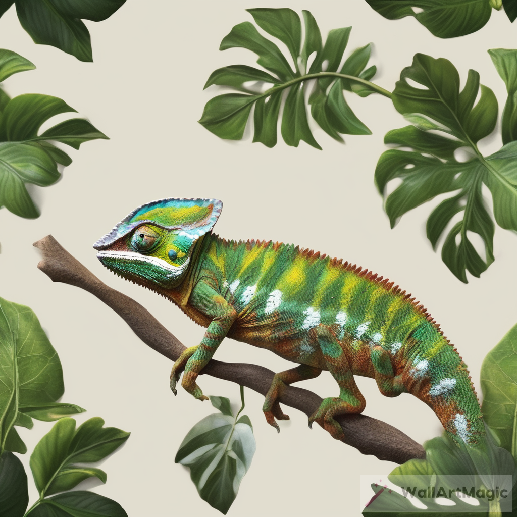 Realistic Chameleon in Natural Habitat Art