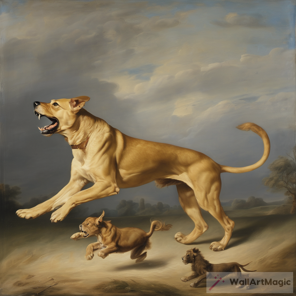 Courage in Art: Dog vs. Lion Portrait
