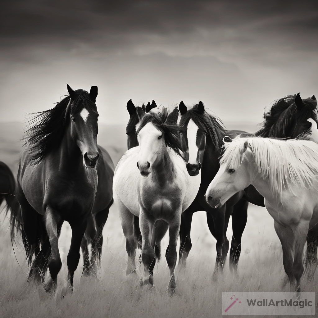Wild Horses Mustangs Gallery Poster - Photography Black and White