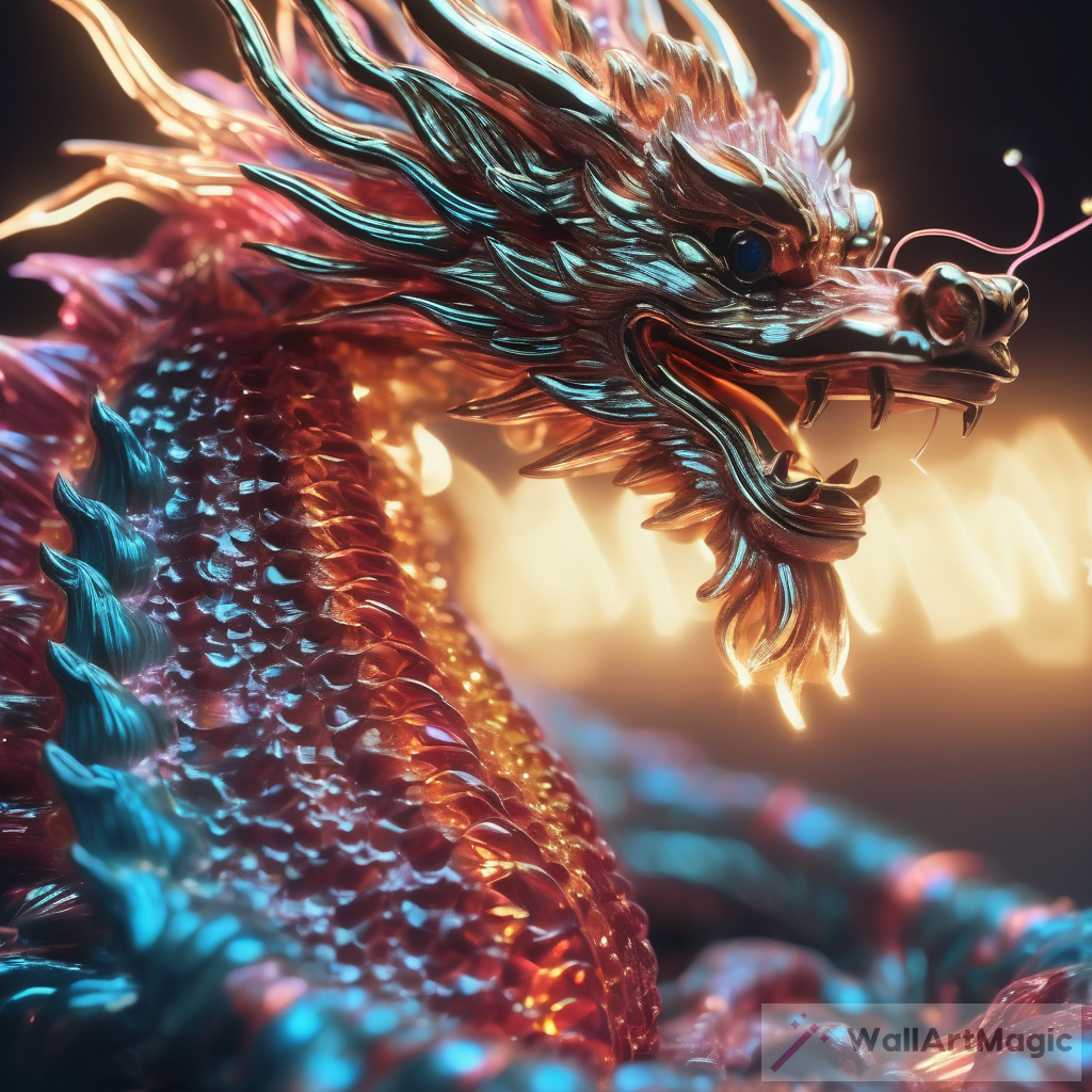 Minimalist Chinese Dragon Art: Fiber Optic Crepuscular Rays Macro Lens