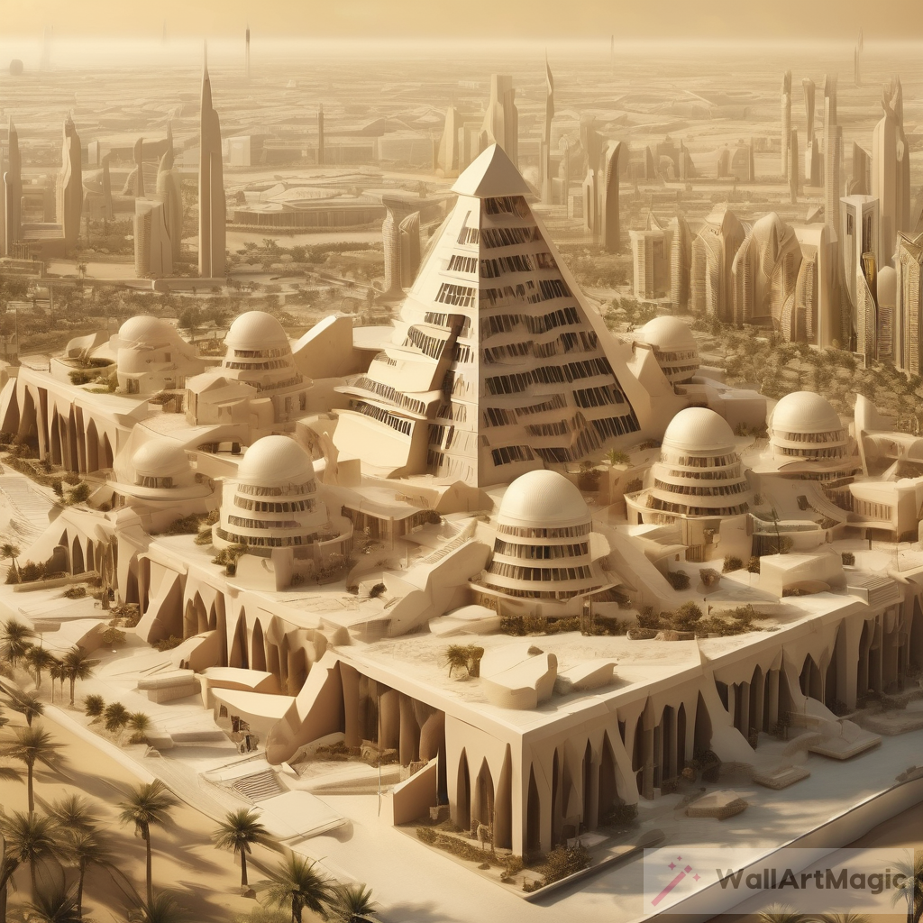 Dubai Architectural Evolution: Ziggurat Pyramid Concept with Giraffes