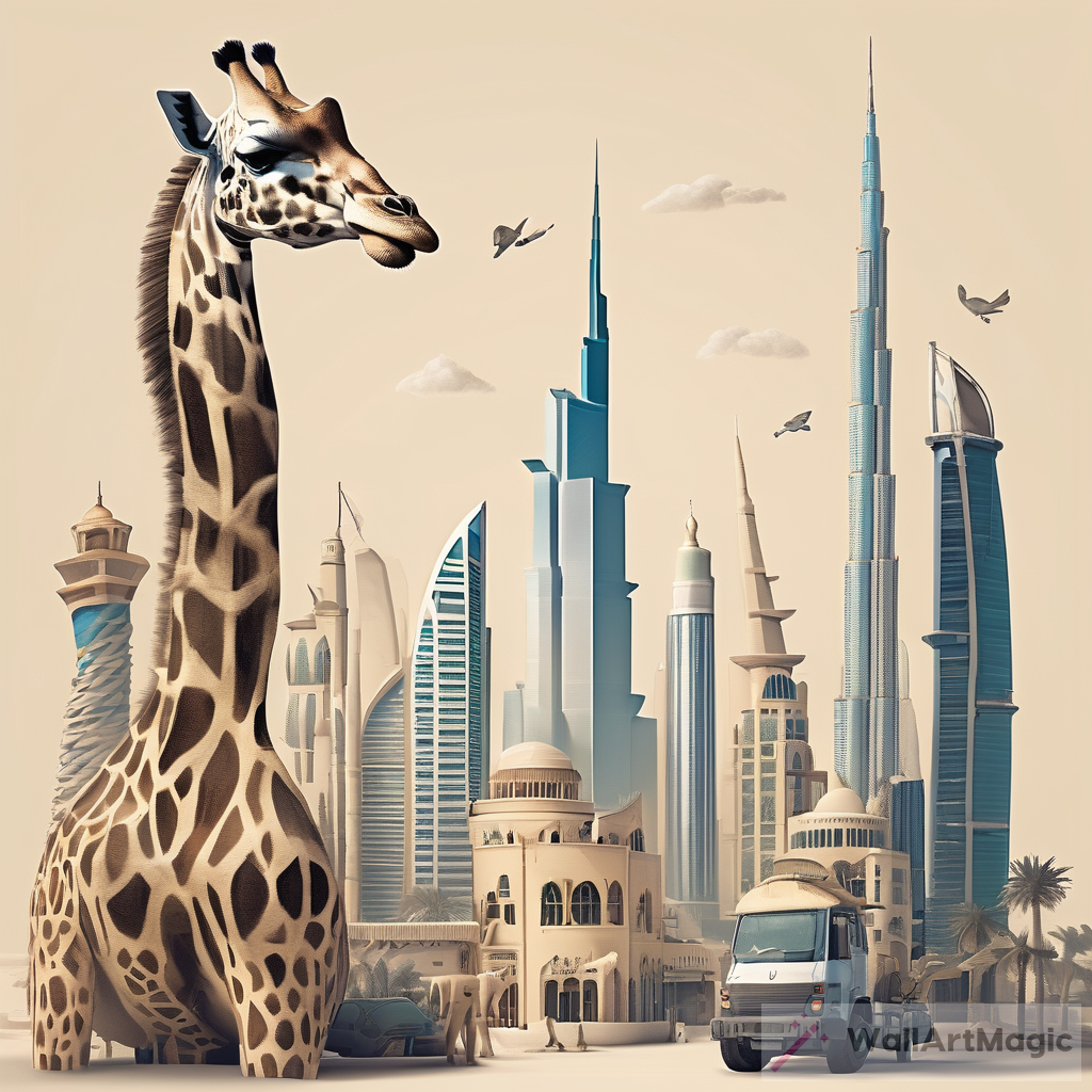 Dubai Ziggurat Pyramid: Giraffes Roaming the City