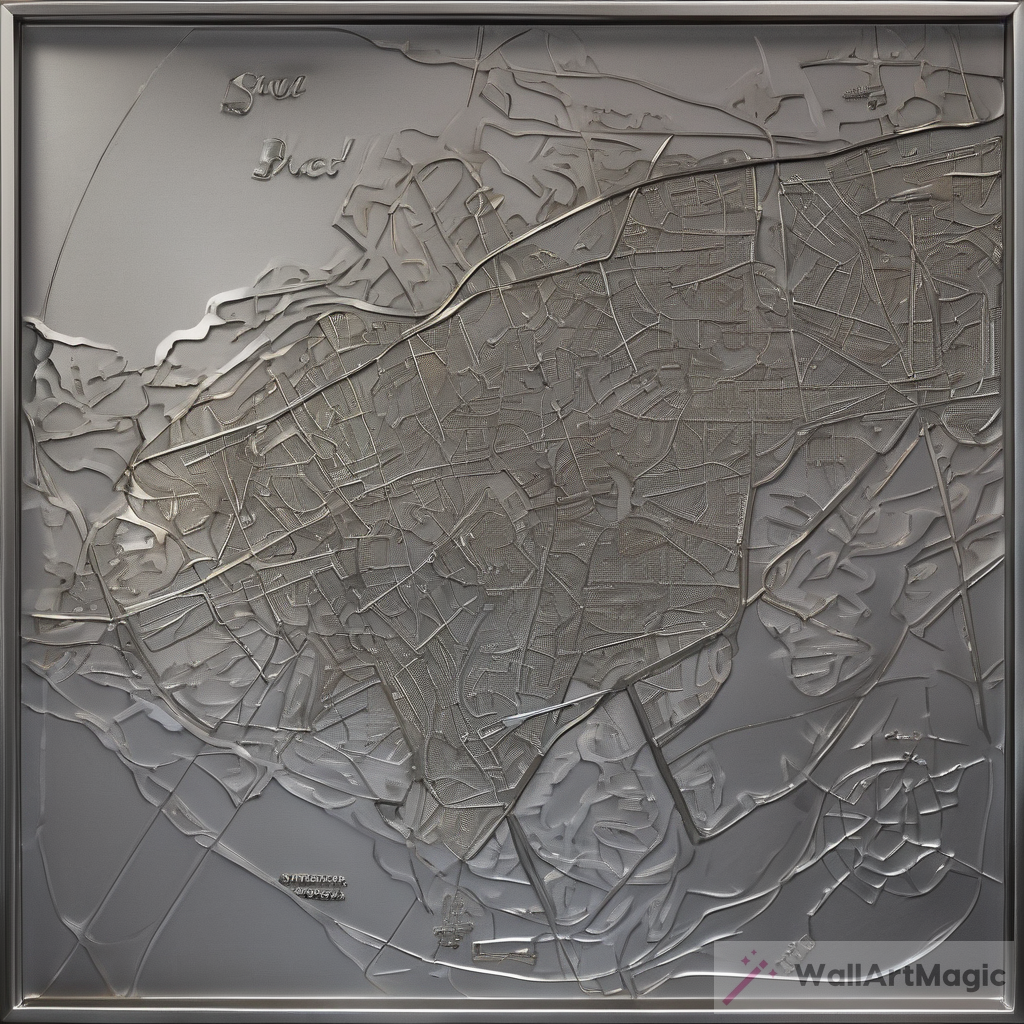 Metal Canvas Art: Map Engraving Concept