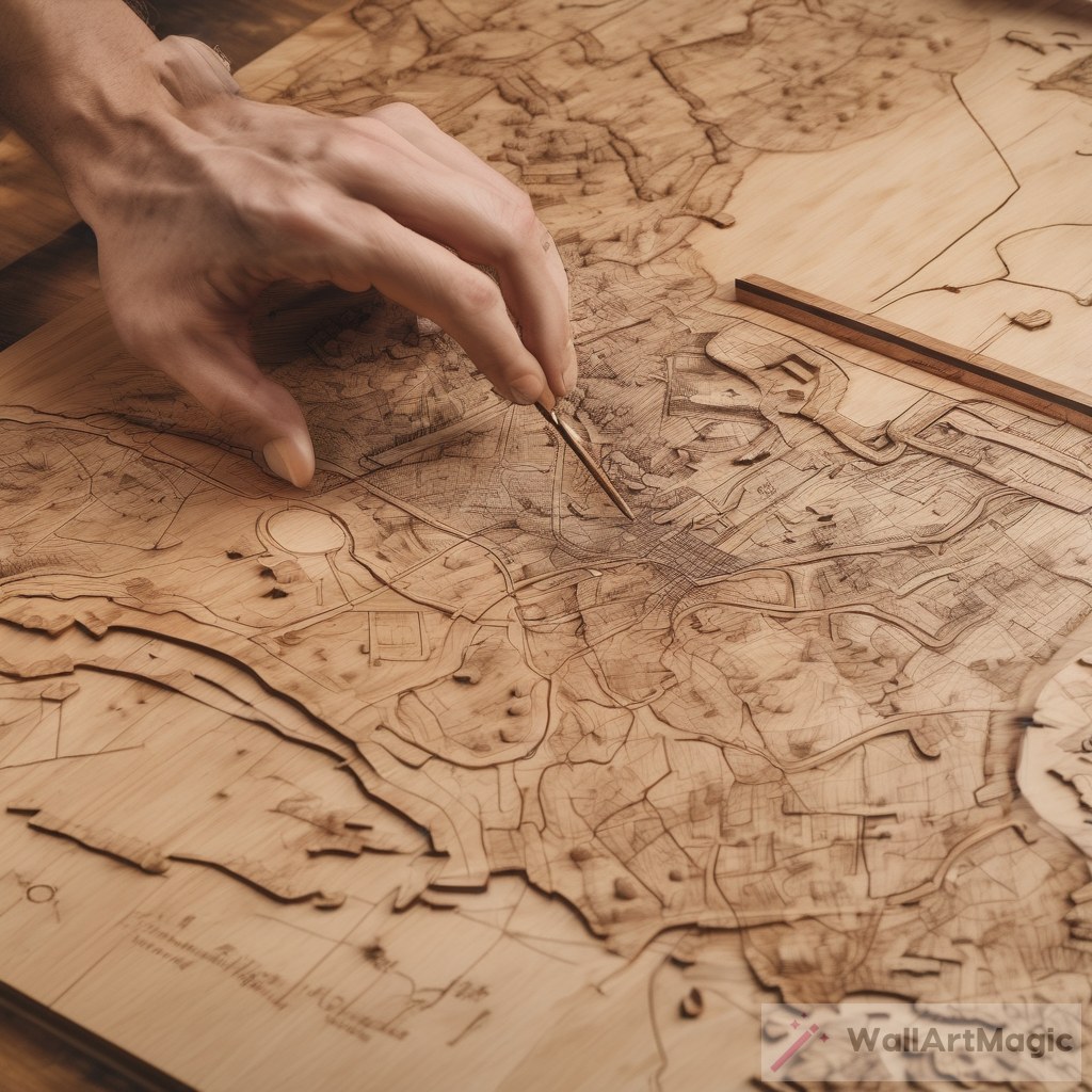 Artistic Harmony: Map on Wooden Canvas