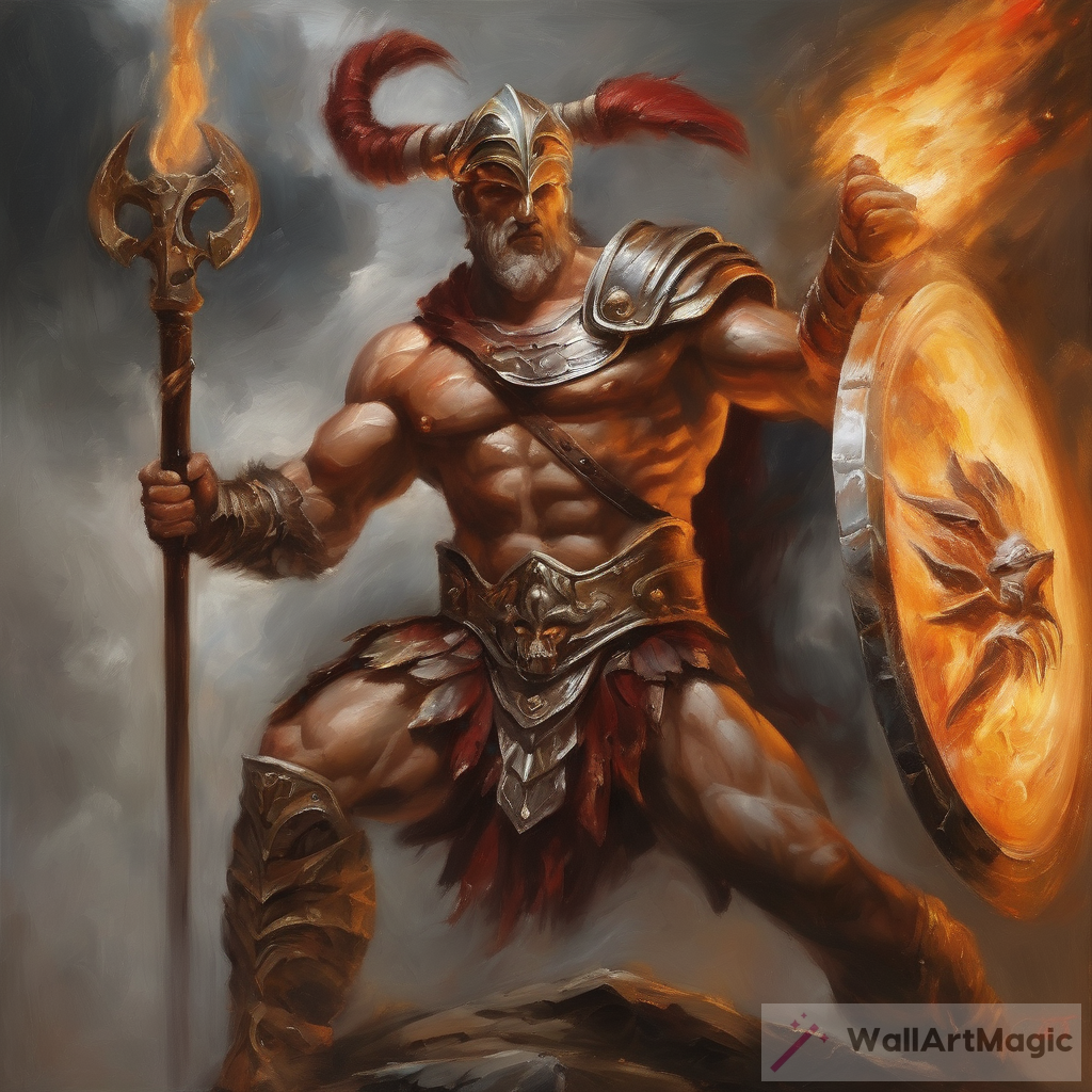 Intense Oil Painting of Ares, God of War, in Scorpio