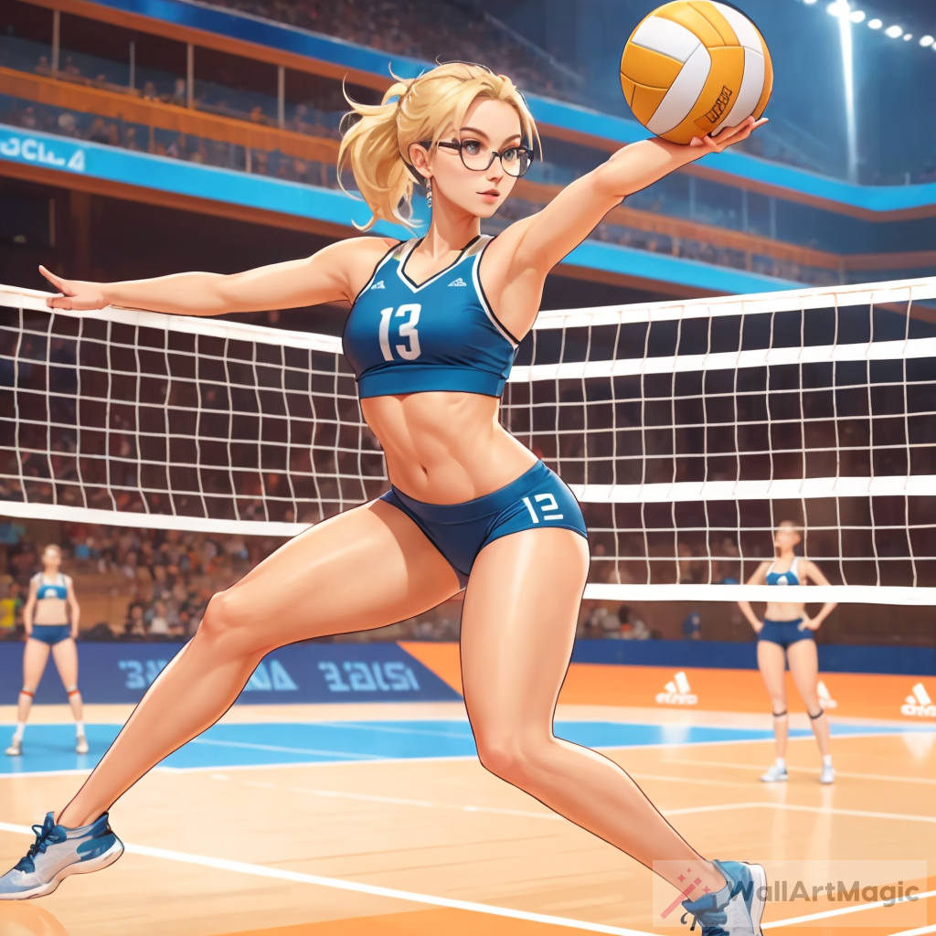 Fit Blonde Volleyball Player Dominating the Game