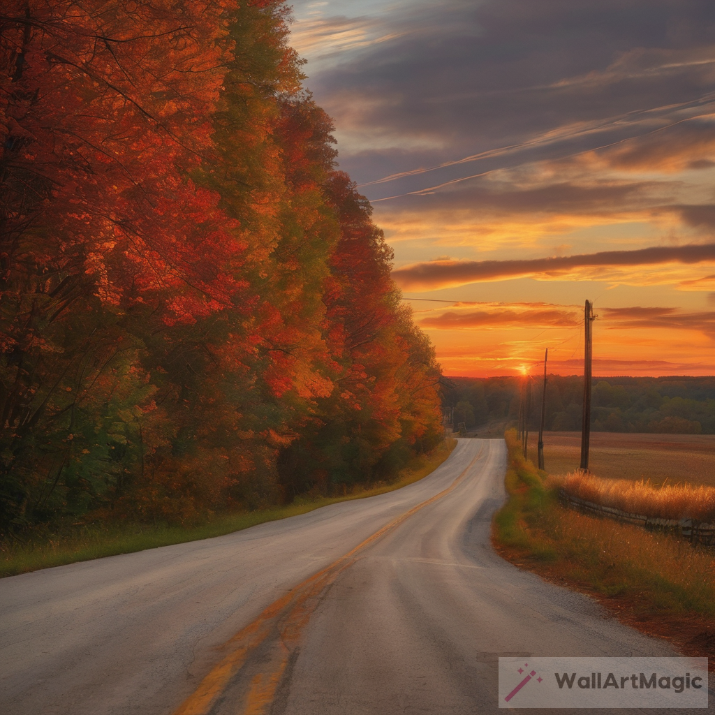 Breathtaking Fall Country Road Sunset