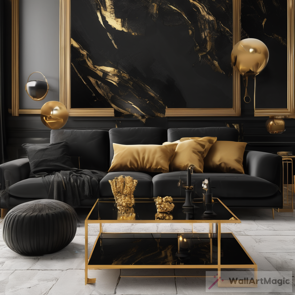 Luxurious Black & Gold Living Room Decor