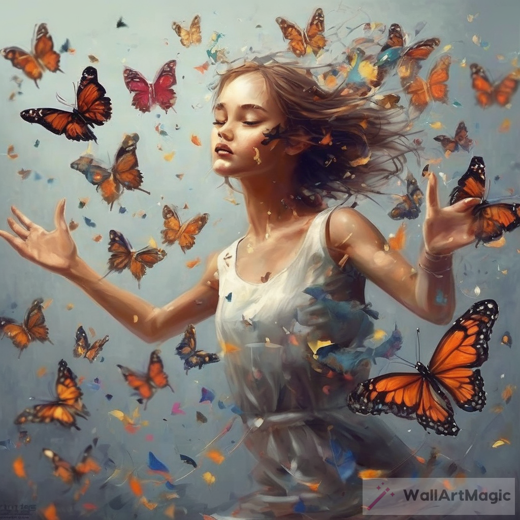 Girl Dancing with Butterflies Art